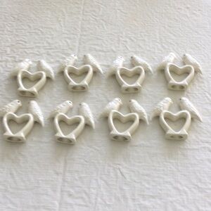 White Bird and Heart Napkin Rings Set